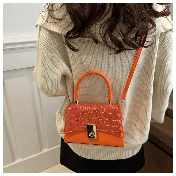 2025 Croc Leather Crossbody Bag Orange Brown — feature 15