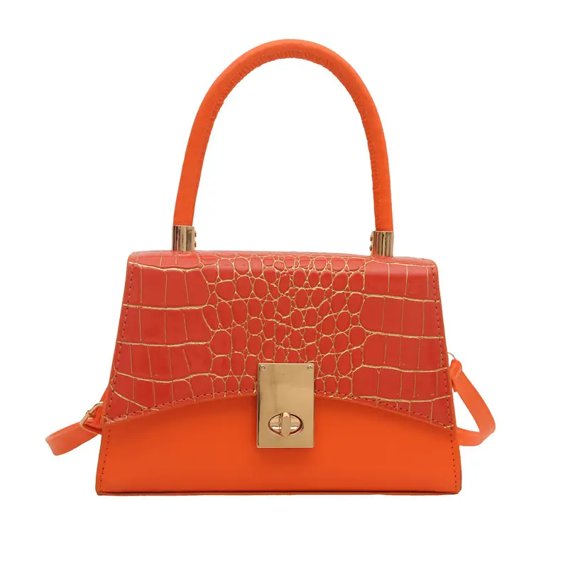 2025 Croc Leather Crossbody Bag Orange Brown - Image 4