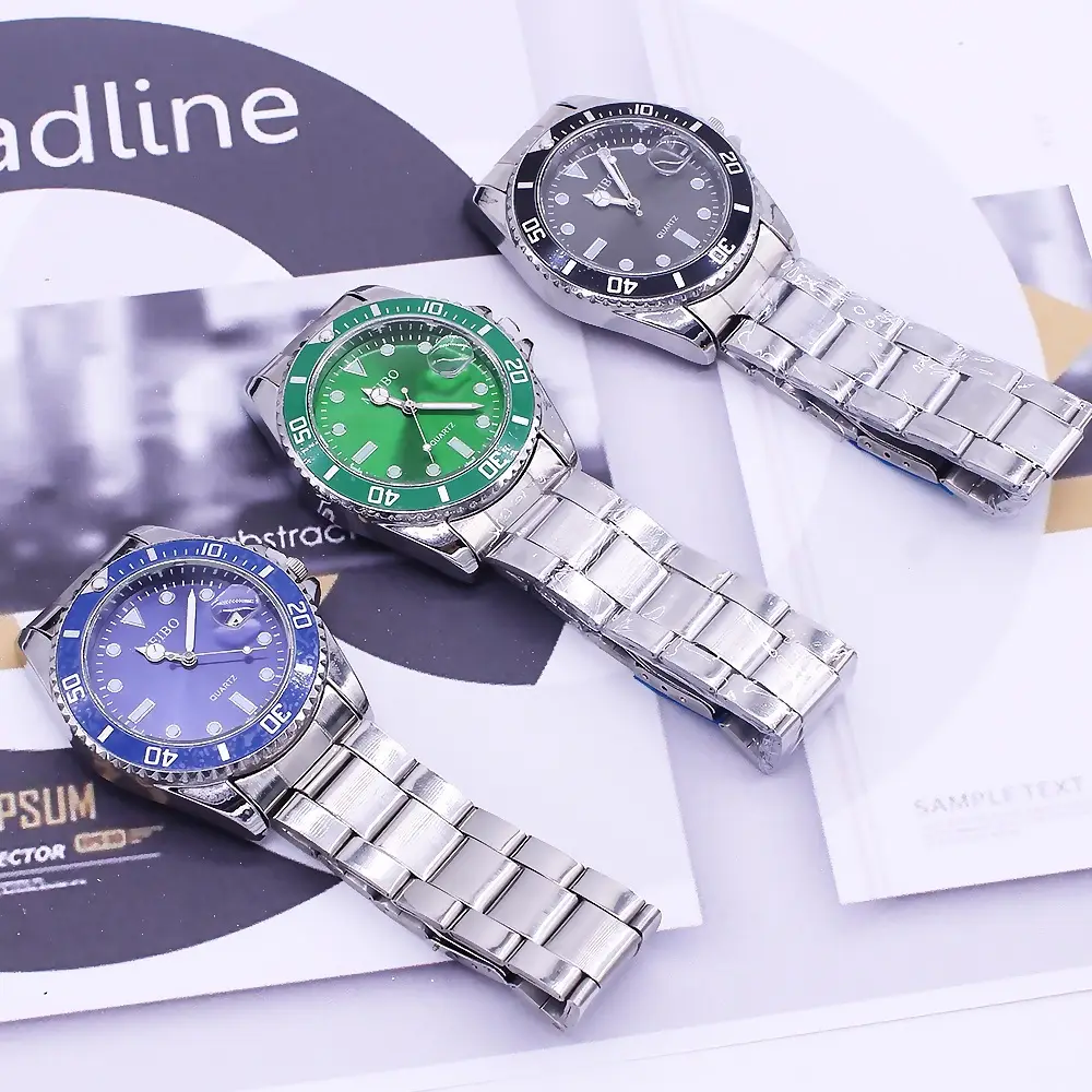 Men's Green Dial Bracelet Watch with Stainless Steel Band — feature 7