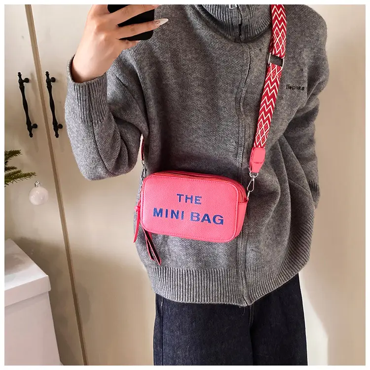 Red Korean Style Mini Shoulder Bag with Wide Strap — feature 14