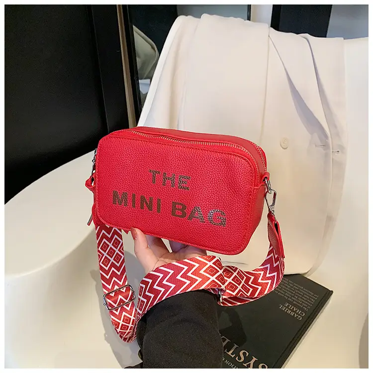 Red Korean Style Mini Shoulder Bag with Wide Strap — feature 29