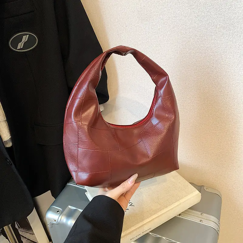 2025 Red Leather Shoulder Bag Large Capacity Casual Fashion - Image 4