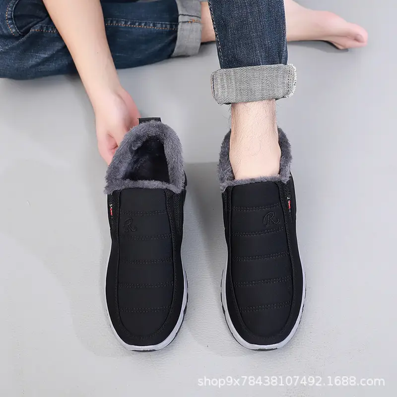 Men's Cotton Shoes Winter Men's Shoes fleece-lined Thickened Non-slip Slip-on Warm Shoes for the Elderly Mom and Dad Cotton Shoes — feature 40