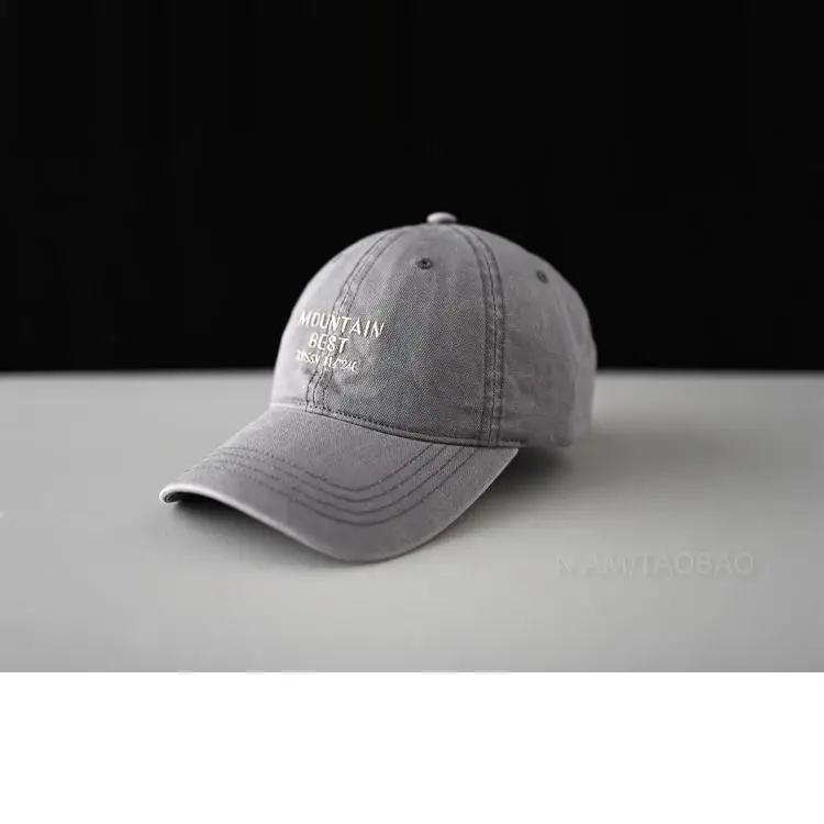 Gray Korean Letter Embroidered Baseball Cap for Men Women - Image 6