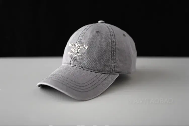 Gray Korean Letter Embroidered Baseball Cap for Men Women - Image 5