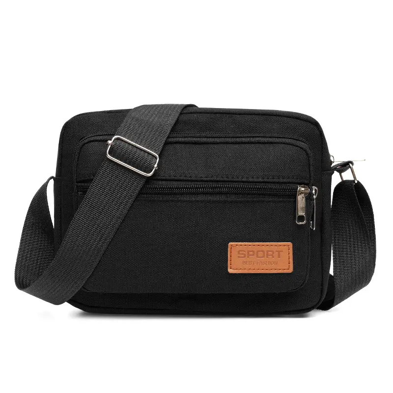Black Canvas Crossbody Wallet Bag for Women Men