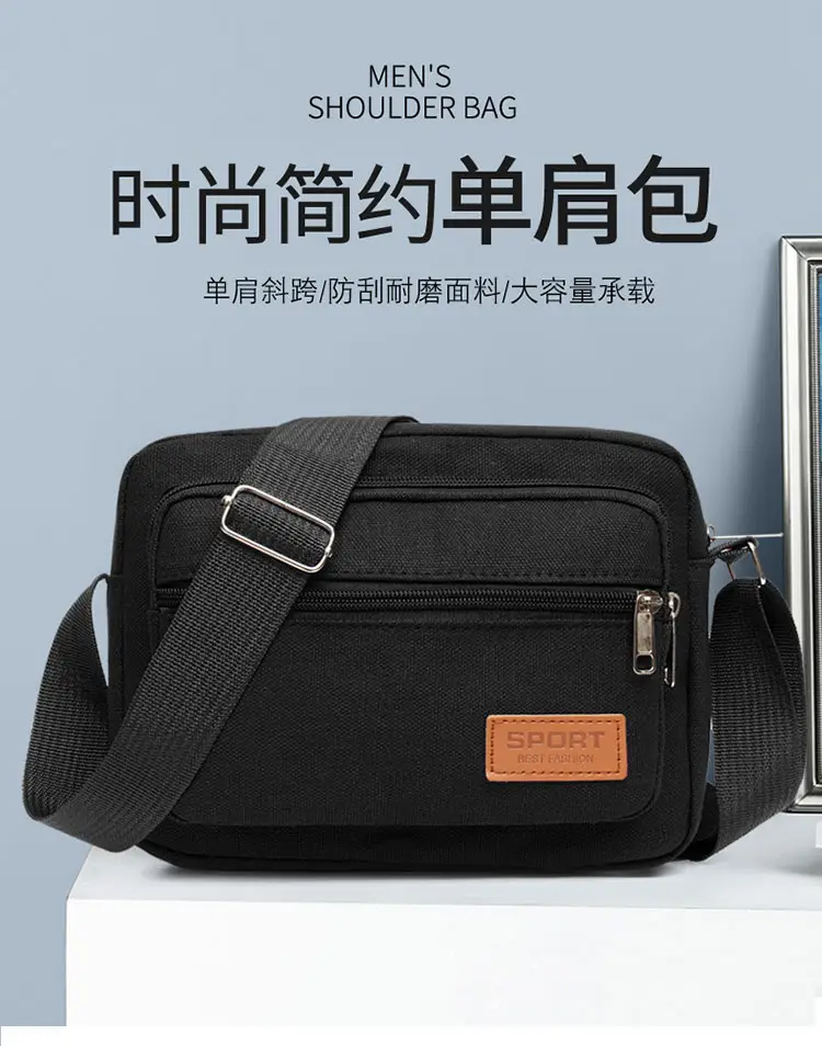 Black Canvas Crossbody Wallet Bag for Women Men — feature 1