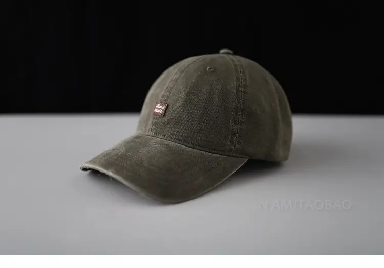 Olive Green Baseball Cap for Men with Logo - Image 3