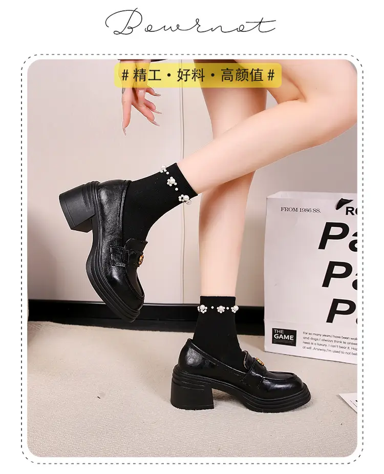 British Style Thick Bottom Small Leather Shoes Women's Soft Leather Thick Heel Loafers 2025 New Spring High Heel Lazy Women's Single Shoes — feature 19