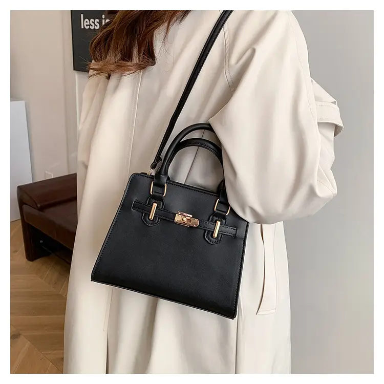 White Women's Shoulder Crossbody Bag with Gold Hardware — feature 10