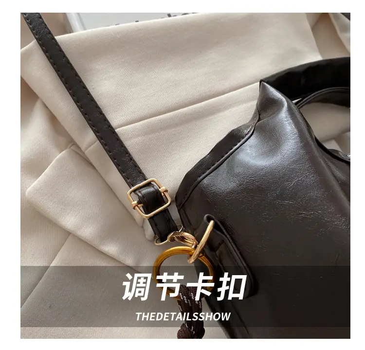 Vintage Brown Leather Tote Bag with Gold Plated Logo — feature 6