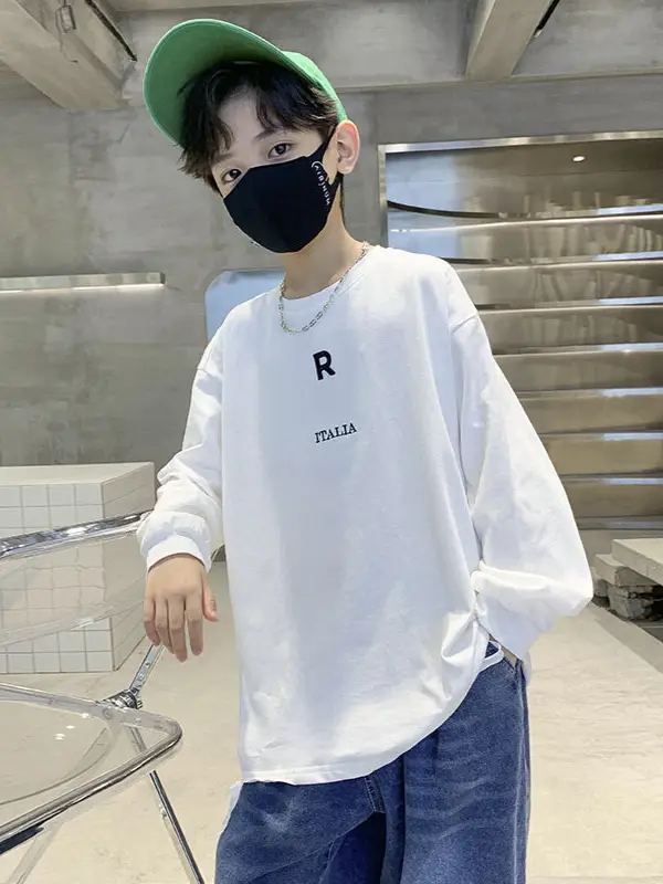 Boys Cotton Long Sleeve T-Shirt White Spring Autumn 2025 - Image 3