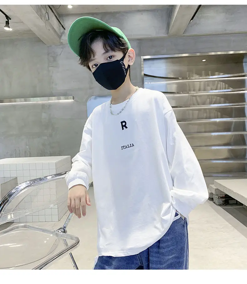 Boys Cotton Long Sleeve T-Shirt White Spring Autumn 2025 — feature 16