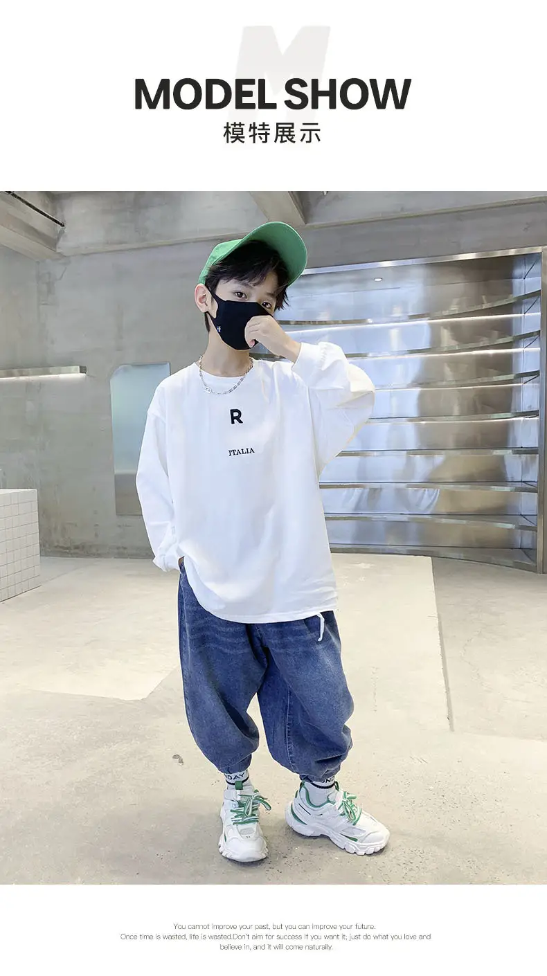 Boys Cotton Long Sleeve T-Shirt White Spring Autumn 2025 — feature 7