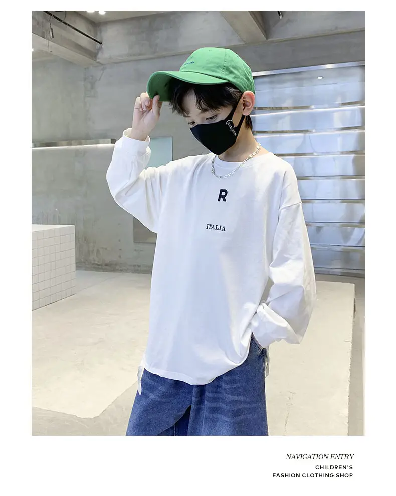 Boys Cotton Long Sleeve T-Shirt White Spring Autumn 2025 — feature 8