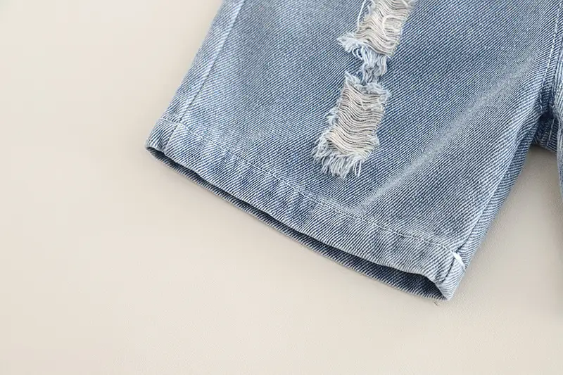 Boy's English Print Denim Shorts Set Summer — feature 13