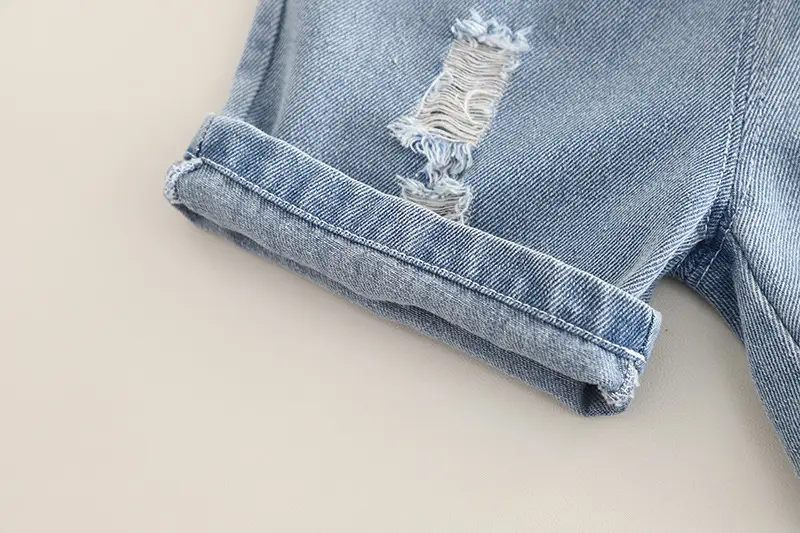 Boy's English Print Denim Shorts Set Summer — feature 14