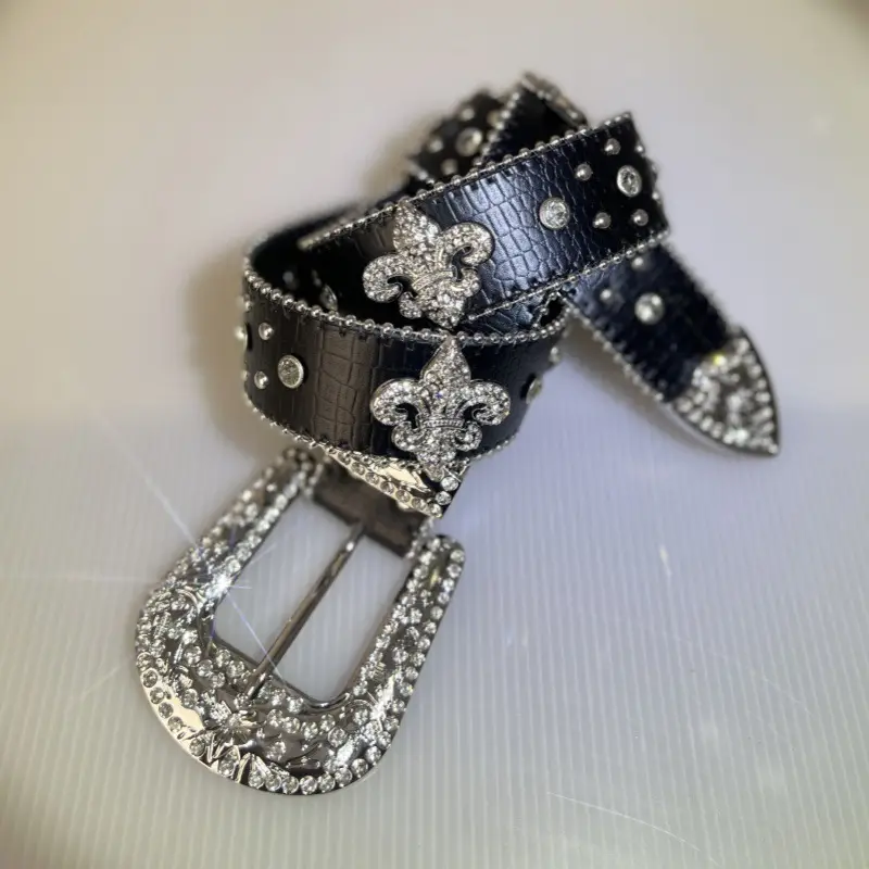 Black Rhinestone Belt with Pointed Edge & Diamond Embellishment — feature 6