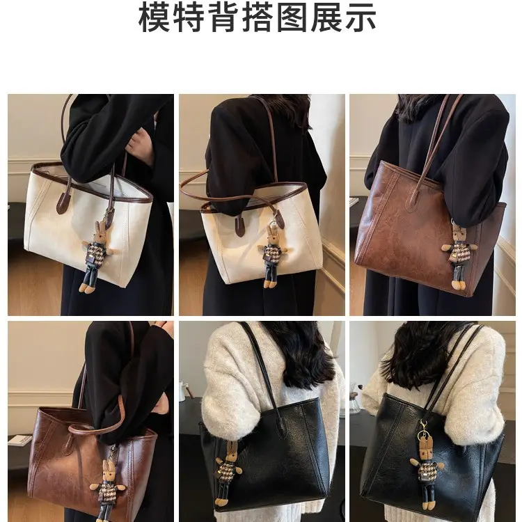 Cross-Border Women's Beige Leather Shoulder Bag 2026 - Image 6