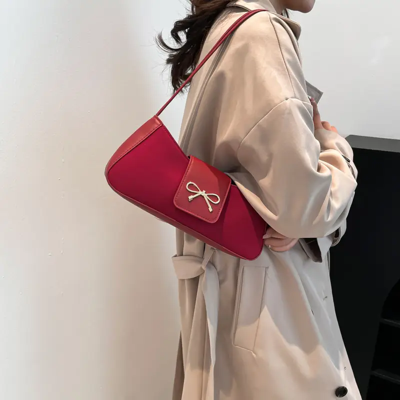 2025 Women's Brown Bow Shoulder Bag with Leather Strap - Image 7