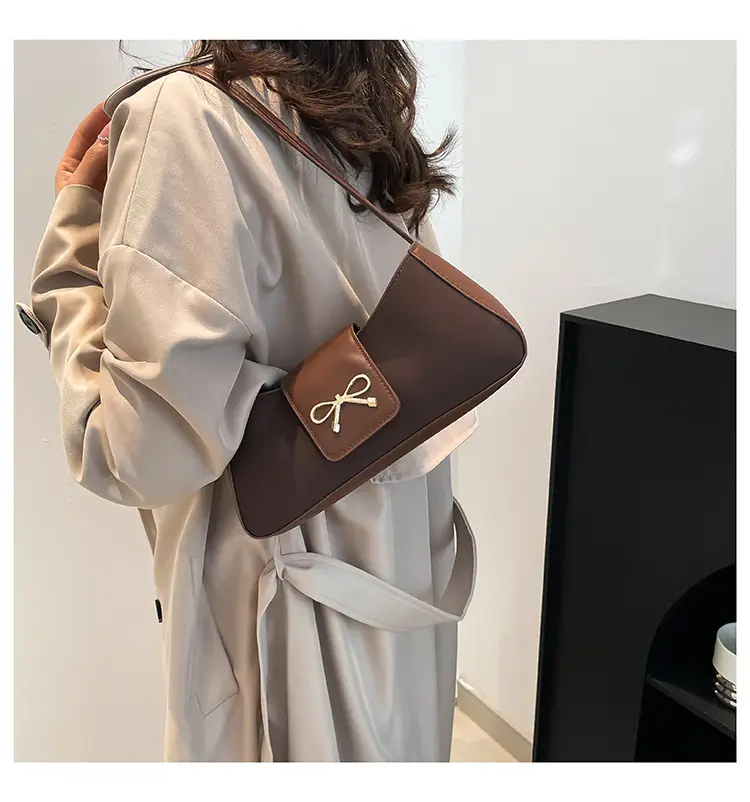 2025 Women's Brown Bow Shoulder Bag with Leather Strap — feature 19