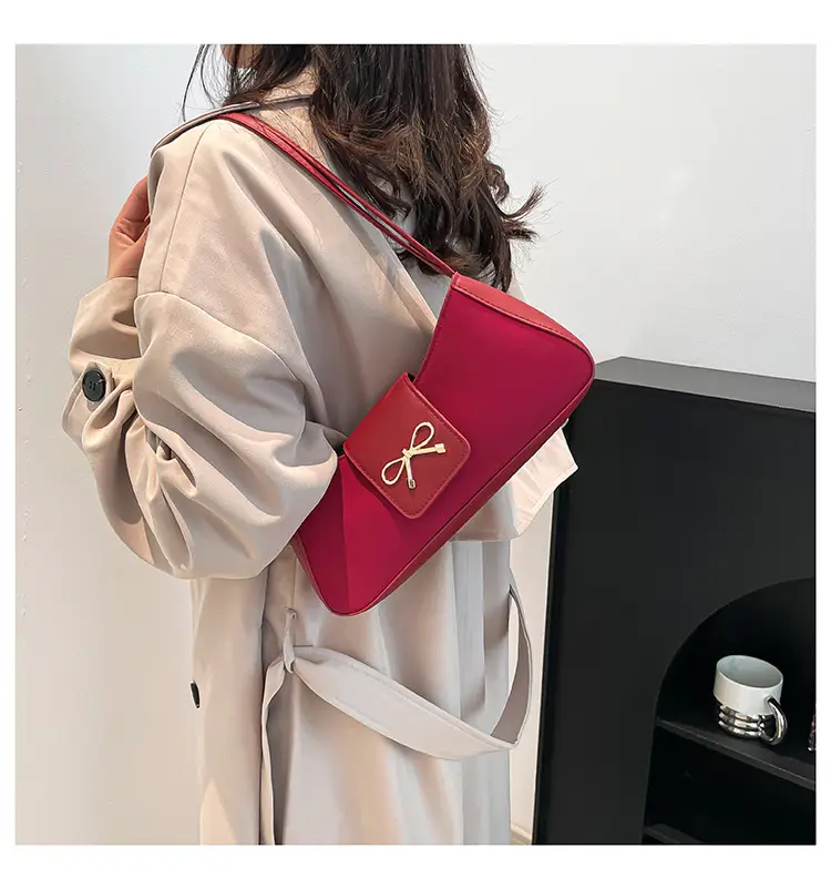 2025 Women's Brown Bow Shoulder Bag with Leather Strap — feature 27