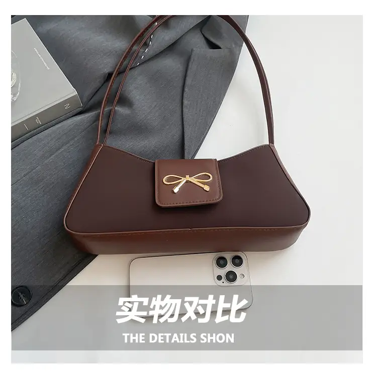 2025 Women's Brown Bow Shoulder Bag with Leather Strap — feature 7