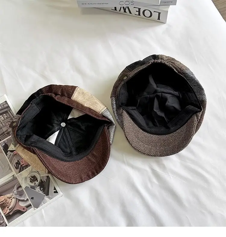 Men's Plaid Beret Hat with Face Mask — feature 13