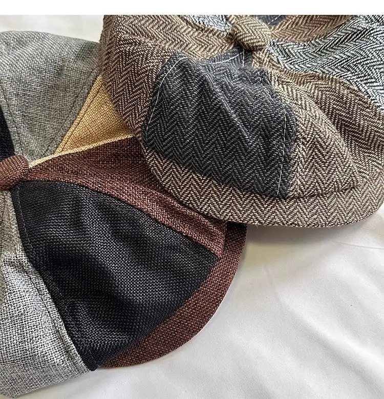 Men's Plaid Beret Hat with Face Mask — feature 14