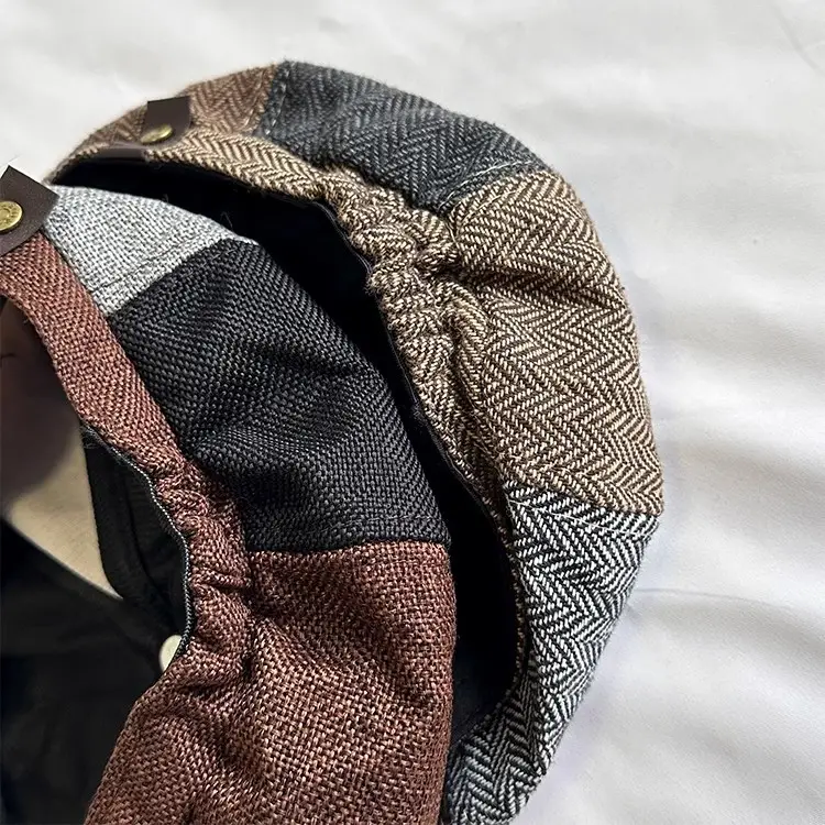 Men's Plaid Beret Hat with Face Mask — feature 17
