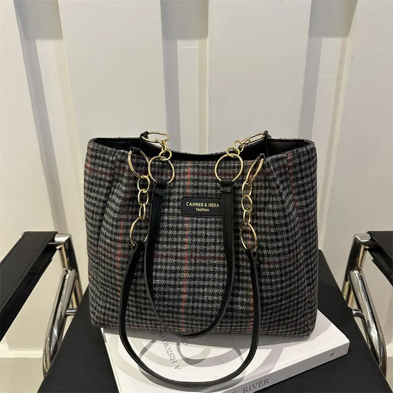 Women's Vintage Plaid Shoulder Bag 2024 Winter New - Image 5