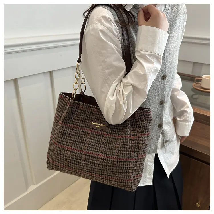 Women's Vintage Plaid Shoulder Bag 2024 Winter New — feature 12
