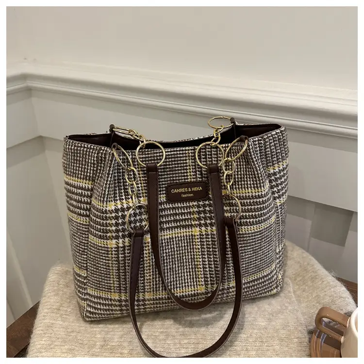 Women's Vintage Plaid Shoulder Bag 2024 Winter New — feature 20