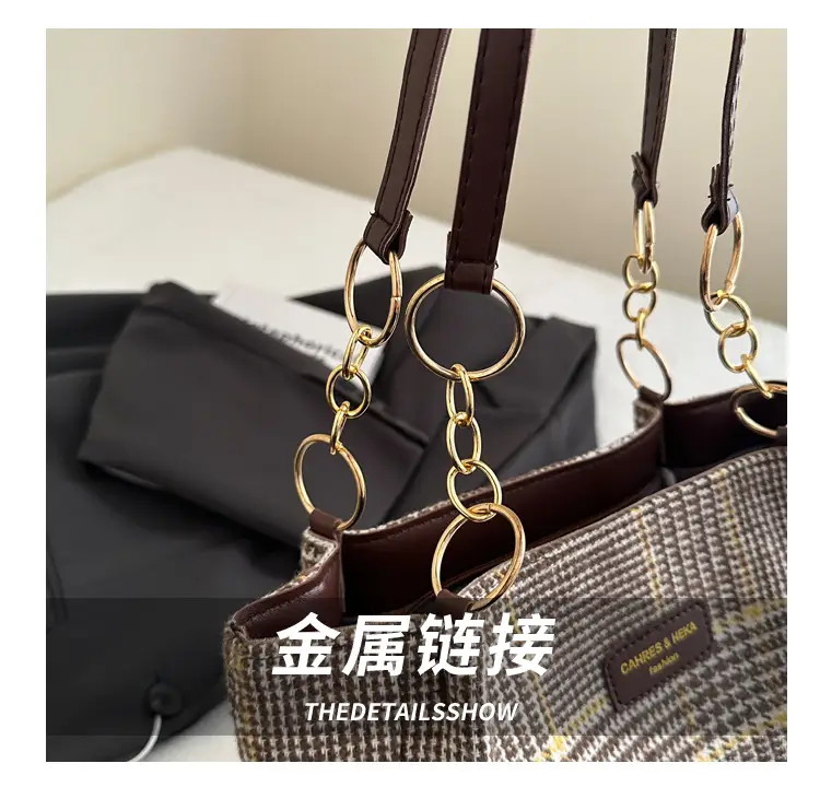 Women's Vintage Plaid Shoulder Bag 2024 Winter New — feature 4