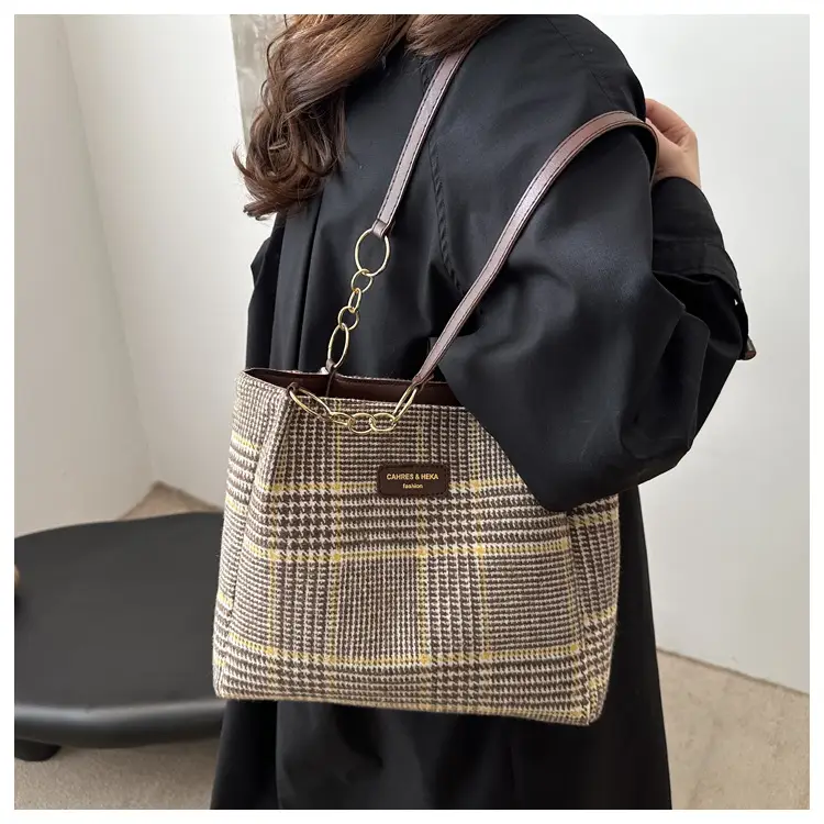 Women's Vintage Plaid Shoulder Bag 2024 Winter New — feature 8