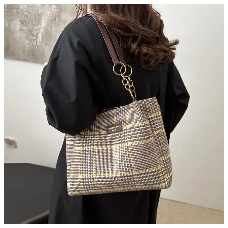 Women's Vintage Plaid Shoulder Bag 2024 Winter New — feature 9