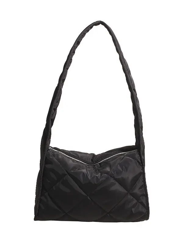Black Quilted Shoulder Bag for Women 2024 Winter - Image 6