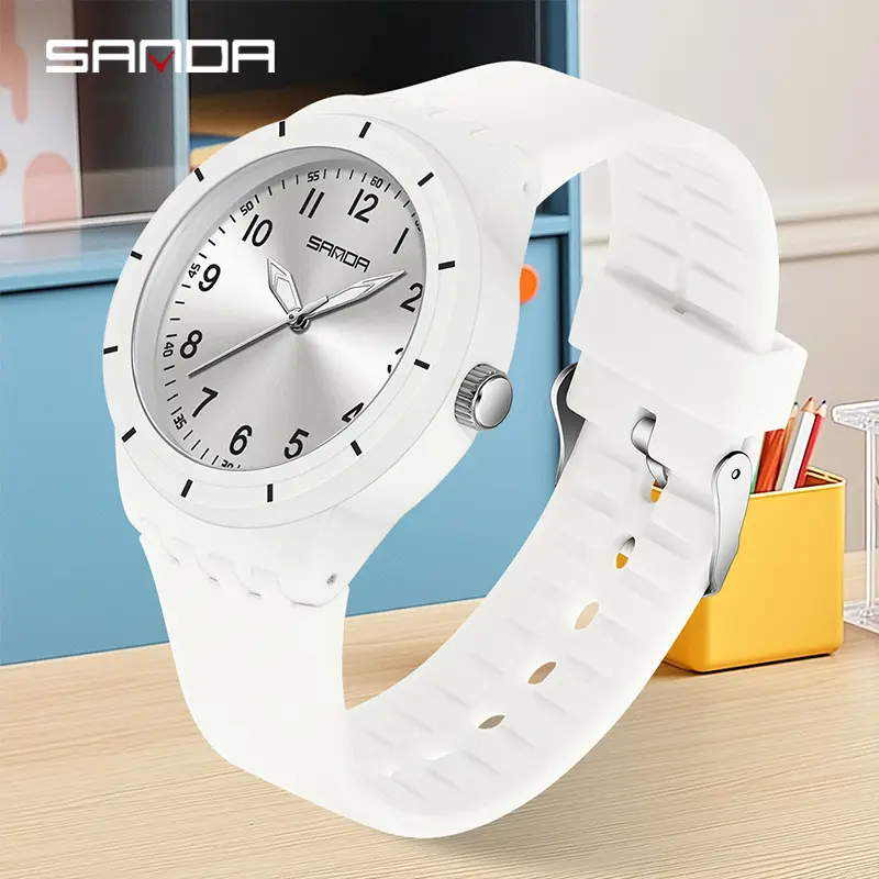 Sanda Black Quartz Watch for Students Sports Waterproof - Image 6