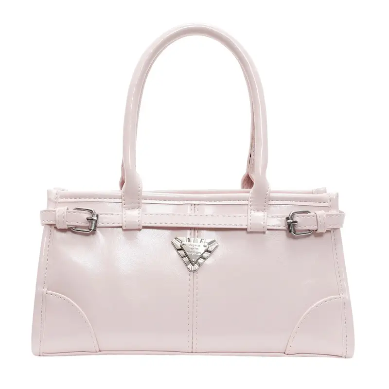 Women's Pink Leather Crossbody Bag with Heart Detail - Image 3