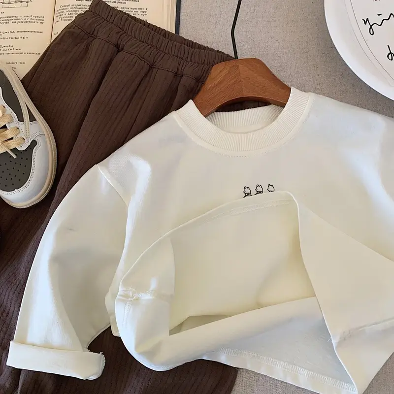 Boys Cotton Long Sleeve T-Shirt White Spring 2025 — feature 10