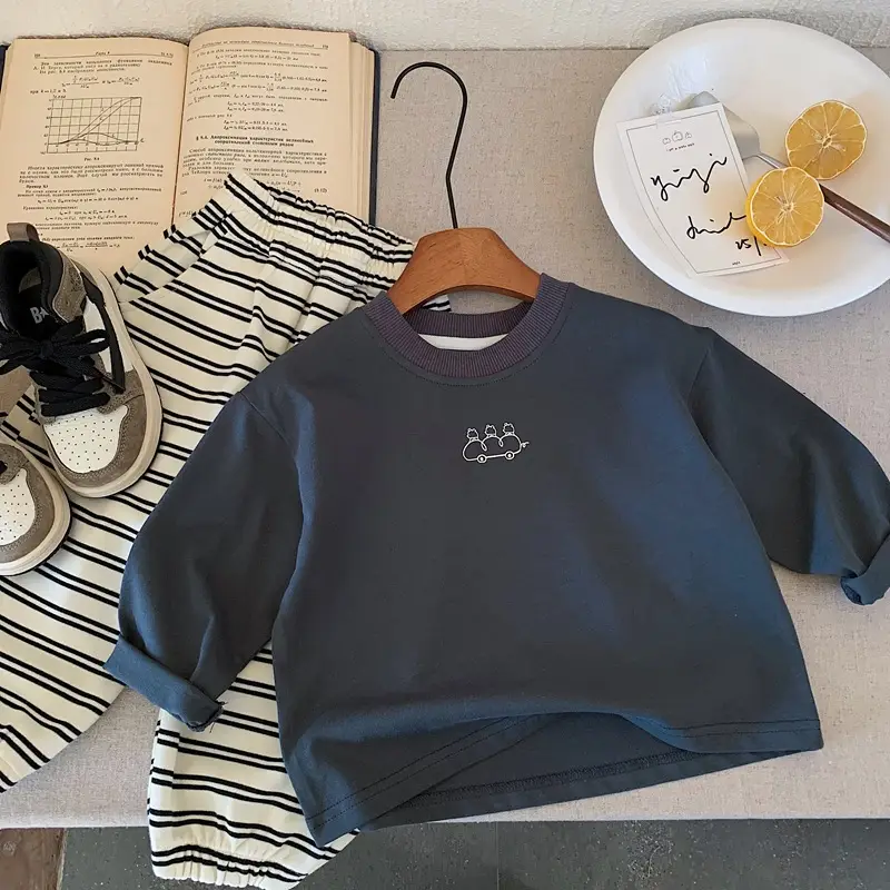 Boys Cotton Long Sleeve T-Shirt White Spring 2025 — feature 7