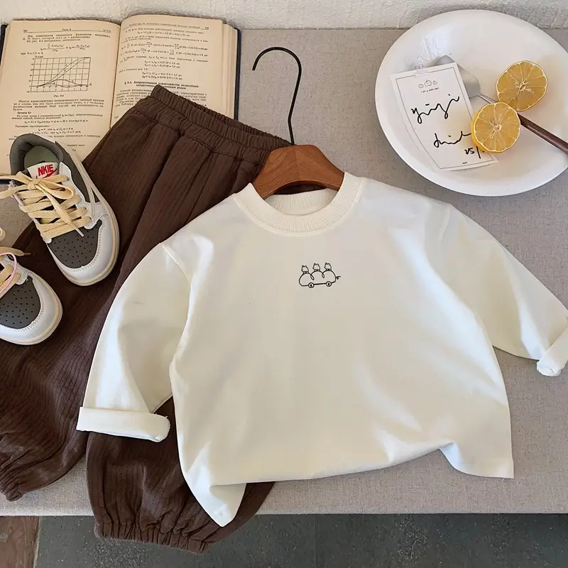 Boys Cotton Long Sleeve T-Shirt White Spring 2025 — feature 8