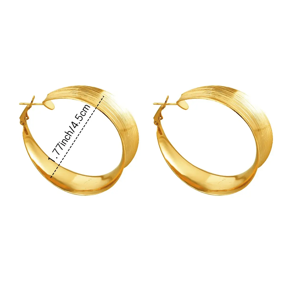 Gold Brushed Round Earrings for Women Party Gift - Image 6