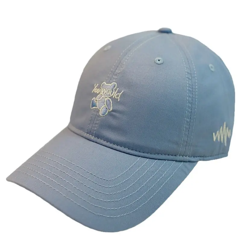 Green Bear Embroidered Baseball Cap with Heartbeat Design