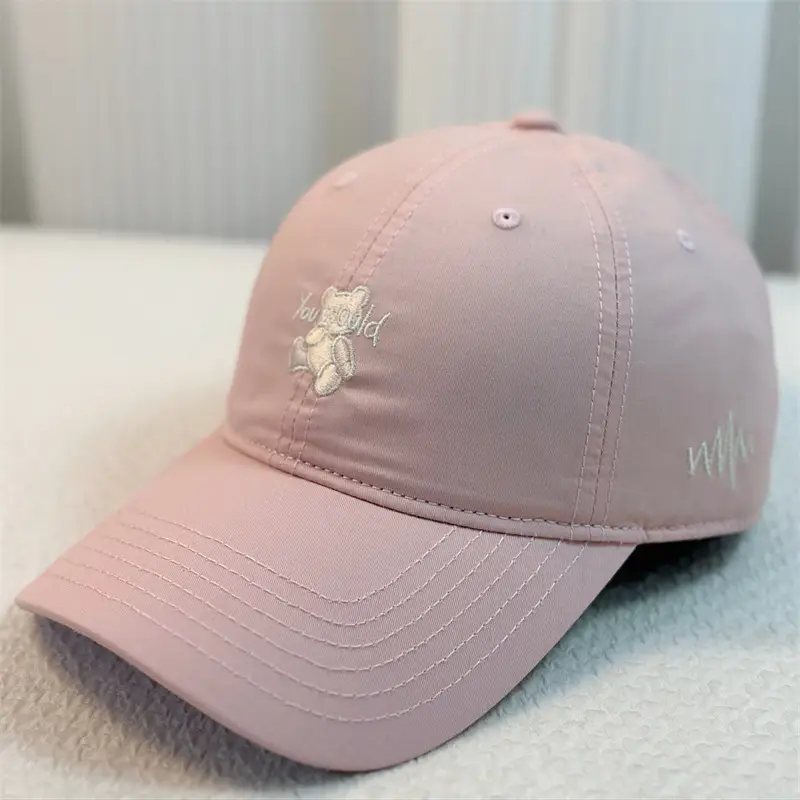 Green Bear Embroidered Baseball Cap with Heartbeat Design