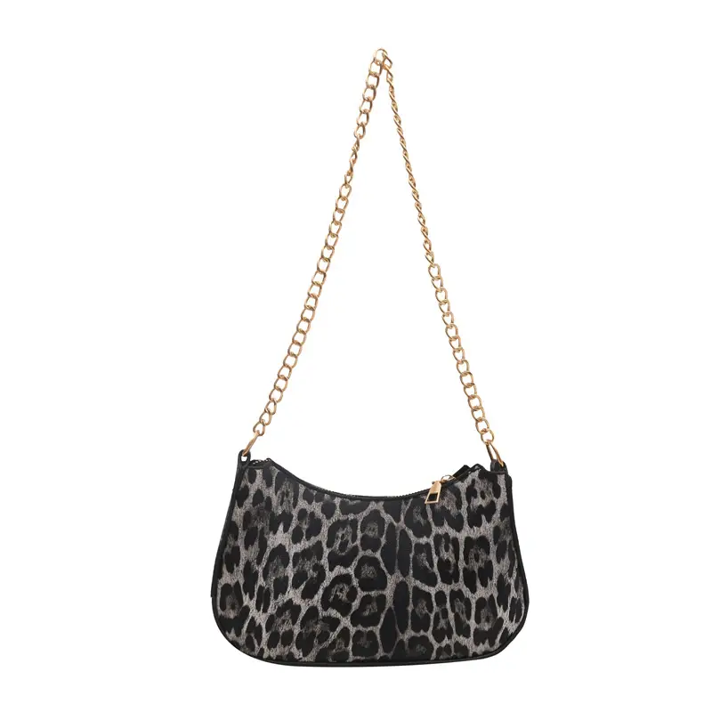 High-End Brown Monogram Shoulder Bag with Gold Chain - Image 5