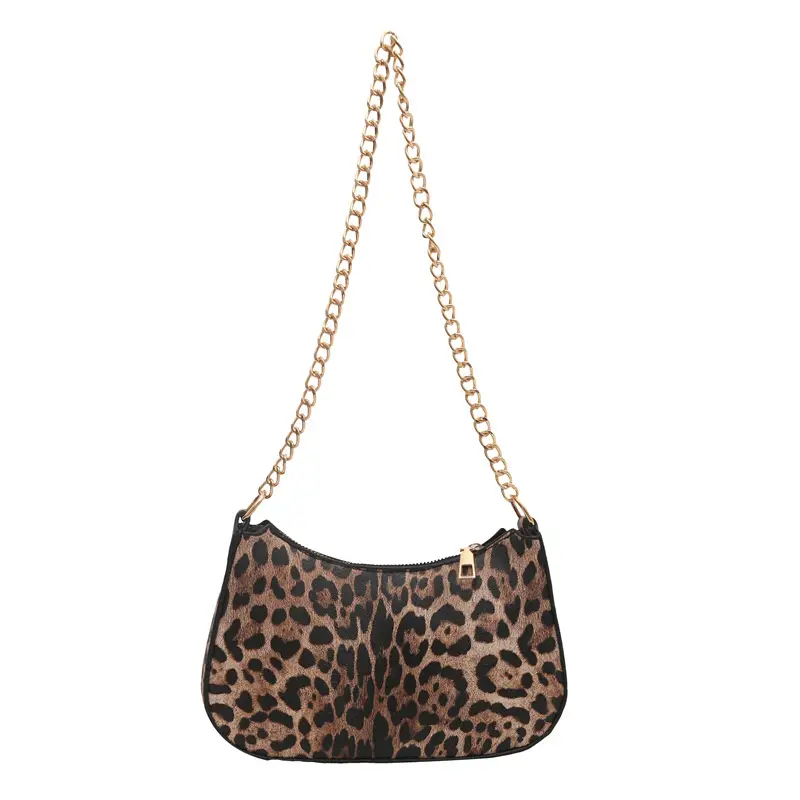 High-End Brown Monogram Shoulder Bag with Gold Chain - Image 6