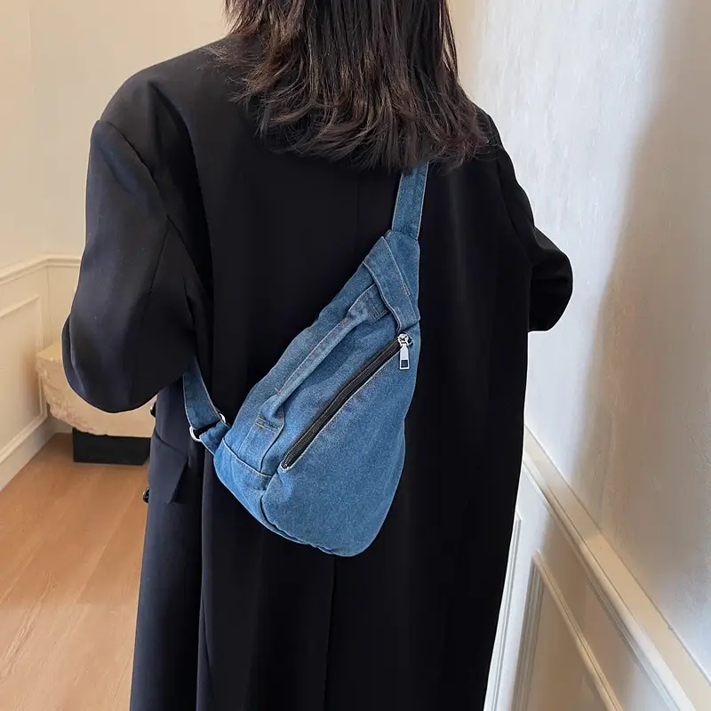 Denim Crossbody Bag Women Winter Trendy Lightweight Chest Bag - Image 7