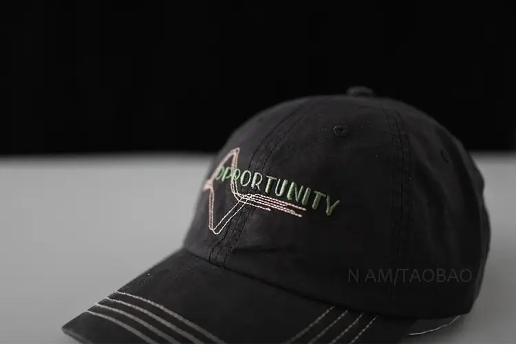 White Korean Baseball Cap with Letter Embroidery — feature 15