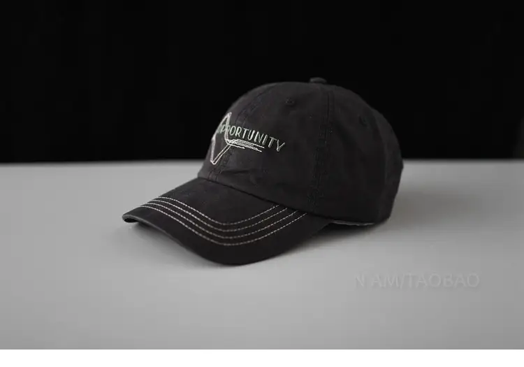 White Korean Baseball Cap with Letter Embroidery — feature 2